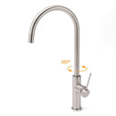 Brushed Nickel 435mm Tall Slim Round Kitchen Laundry Sink Mixer Faucet Tap Spout - RnR Galore