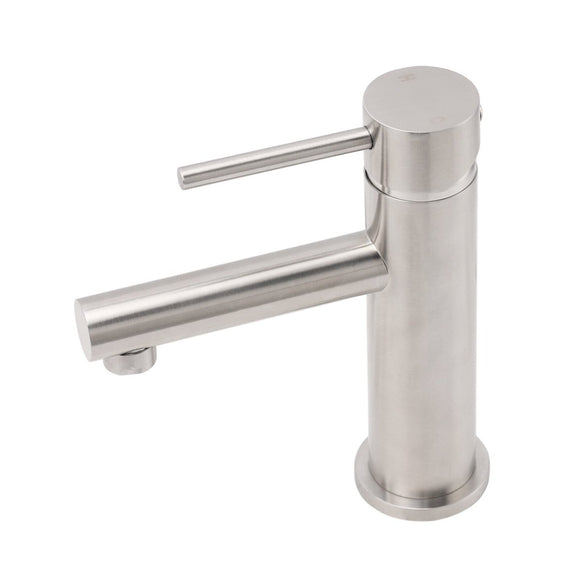 Brushed Nickel Basic Round Bathroom Basin Mixer Laundry Vanity Sink Faucet Tap - RnR Galore