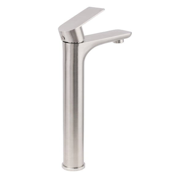 Brushed Nickel Rounded Edge Tall Basin Mixer Kitchen Vanity Faucet Tap Spout Set - RnR Galore