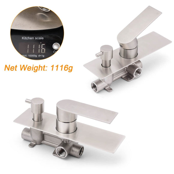 Brushed Nickel Silver Square Stylish 1/2inch Shower Mixer Diverter 2 Way Switch - RnR Galore