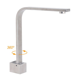 Brushed Nickel Square Spout Gooseneck Arm High Rise Bathtub Filler Water Outlet - RnR Galore