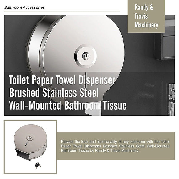 Brushed Stainless Steel Wall Mounted Toilet Paper Towel Dispenser - RnR Galore