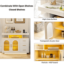 Buffet Sideboard Cabinet With RGB LED Light and Charging Station Console Coffee Bar White - RnR Galore