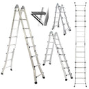 Bullet 5.1m Folding Aluminium Multipurpose Ladder, w/ Workshelf Platform, Spring Assisted Rapid Safety Lock Adjusters - RnR Galore
