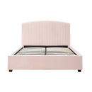 Camelia King Single Size Bed Frame Pink Velvet Upholstery High Headboard Quality Slats Metal Structure - RnR Galore