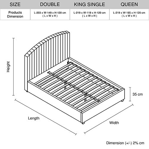 Camelia King Single Size Bed Frame Pink Velvet Upholstery High Headboard Quality Slats Metal Structure - RnR Galore