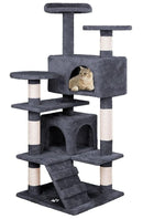 CARLA HOME 180cm Cat Tree Tower for Indoor Cats with Plush Perches, Dual Condos, Natural Sisal Scratching Posts & Ramp for Kittens & Adult Cats (Dark Grey) - RnR Galore