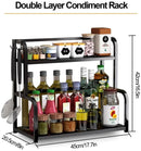 CARLA HOME 2 - Tier Wooden Kitchen Countertop Spice Rack for Storage of Condiments, Oils, Jars & Seasoning Bottles - RnR Galore