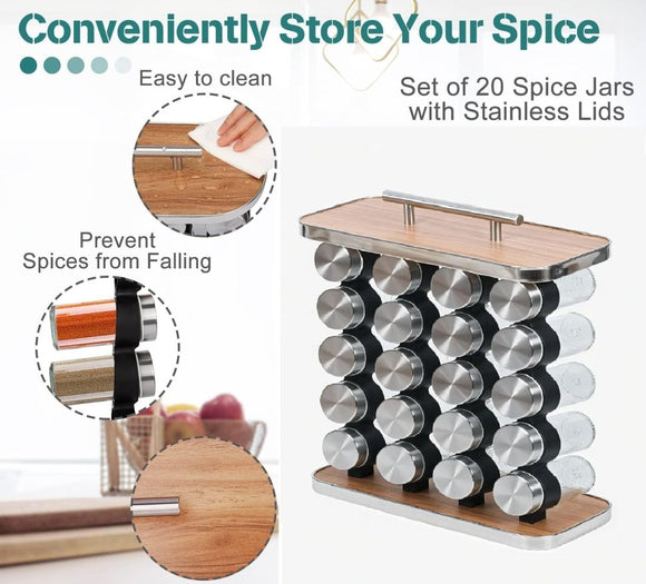 CARLA HOME 20 - Jar Spice Rack Organizer Storage for Kitchen Countertop or Cabinet - RnR Galore
