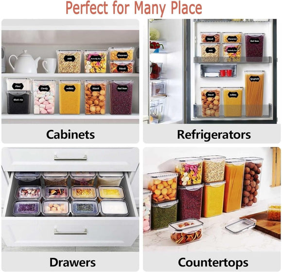 CARLA HOME 8 Piece Airtight Food Storage Containers Set with Lids & Labels for Kitchen Storage - RnR Galore