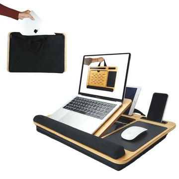 CARLA HOME Bamboo Laptop Lap Desk with Cushion, Angle Adjustable and Sleeve Case Bag for Office and Home - RnR Galore