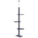 CARLA HOME Floor to Ceiling Cat Tree Tower with Adjustable Height 230 - 286cm for Indoor Cats (Grey) - RnR Galore