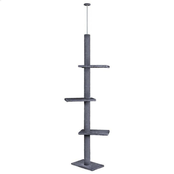 CARLA HOME Floor to Ceiling Cat Tree Tower with Adjustable Height 230 - 286cm for Indoor Cats (Grey) - RnR Galore