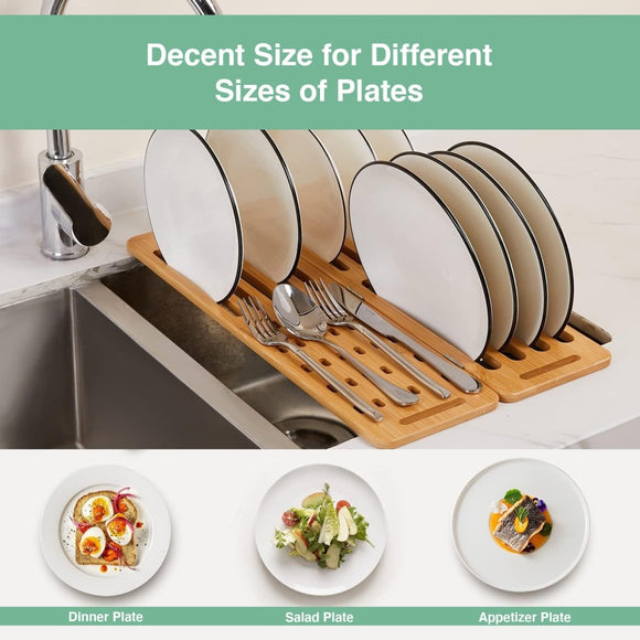 CARLA HOME Foldable Bamboo Dish Drying Rack for Kitchen - RnR Galore