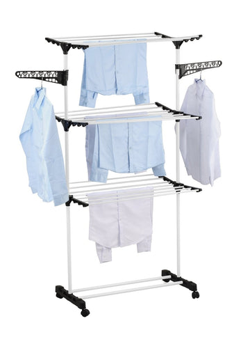 CARLA HOME Folding 3 Tier Clothes Laundry Drying Rack with Stainless Steel Tubes for Indoor & Outdoor Home - RnR Galore