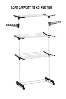CARLA HOME Folding 3 Tier Clothes Laundry Drying Rack with Stainless Steel Tubes for Indoor & Outdoor Home - RnR Galore