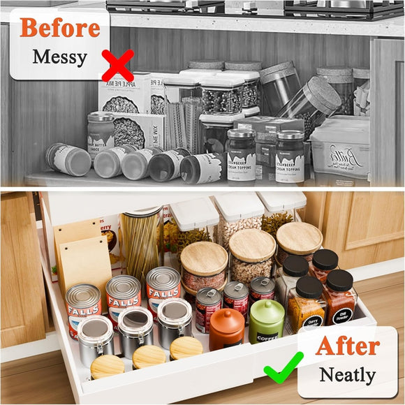 CARLA HOME Pack Pull Out Cabinet Organizer Expandable for Cabinets with Adjustable Slide Out Shelves and Easy Installation (White) - RnR Galore