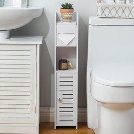CARLA HOME Slim Bathroom Cabinet with Toilet Paper Holder for Toilet or Laundry Room - RnR Galore