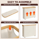 CARLA HOME Toilet Paper Storage Basket Holds Up to 12 Rolls with Bamboo Lid and Handle for RV Closet (White) - RnR Galore