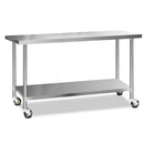 Cefito 430 Stainless Steel Kitchen Benches Work Bench Food Prep Table with Wheels 1829MM x 610MM - RnR Galore