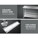Cefito 430 Stainless Steel Kitchen Benches Work Bench Food Prep Table with Wheels 1829MM x 610MM - RnR Galore