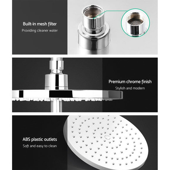 Cefito 9'' Rain Shower Head Set Handheld Round High Pressure Twins Tap�Chrome - RnR Galore