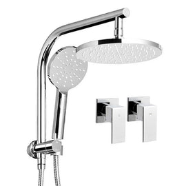 Cefito 9'' Rain Shower Head Set Handheld Round High Pressure Twins Tap�Chrome - RnR Galore