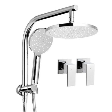 Cefito 9'' Rain Shower Head Set Handheld Round High Pressure Twins Tap�Chrome - RnR Galore