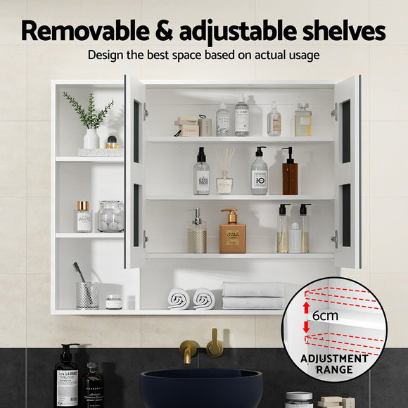 Cefito Bathroom Mirror Cabinet 100CM Vanity Medicine Wall Mounted Storage White - RnR Galore