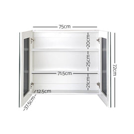 Cefito Bathroom Mirror Cabinet 750x720mm White - RnR Galore
