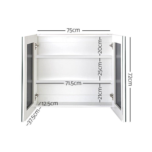 Cefito Bathroom Mirror Cabinet 750x720mm White - RnR Galore