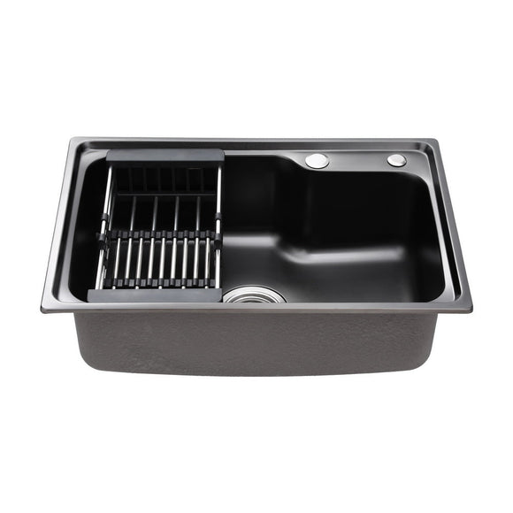Cefito Kitchen Sink 61X43CM Stainless Steel Basin Single Bowl Black Drain Basket - RnR Galore