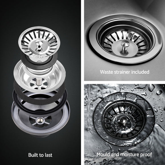 Cefito Kitchen Sink 61X43CM Stainless Steel Basin Single Bowl Silver Drain Basket - RnR Galore