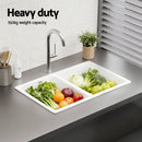 Cefito Kitchen Sink 77x45cm Granite Stone Sink Double Bowl White - RnR Galore