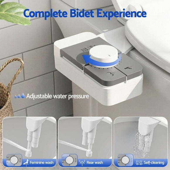 Cefito Non - Electric Ultra - Slim Bidet Attachment Detachable Bidet with Dual Nozzle Frontal & Rear Wash Adjustable Water Pressure Cold Water Toilet Bide - RnR Galore