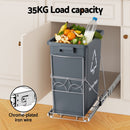 Cefito Pull Out Bin Kitchen Cabinet Slide Garbage Rubbish Bins Basket 40L Grey - RnR Galore