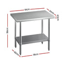 Cefito Stainless Steel Kitchen Benches Work Bench 910x610mm 430 - RnR Galore