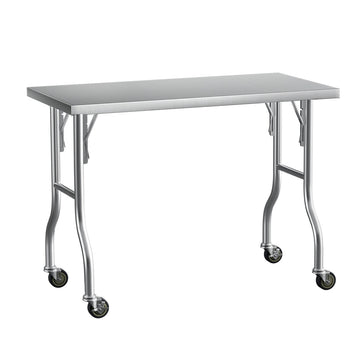 Cefito Stainless Steel Kitchen Benches Work Bench Wheels 122X61CM 430 - RnR Galore
