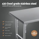 Cefito Stainless Steel Kitchen Benches Work Bench Wheels 122X61CM 430 - RnR Galore