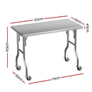 Cefito Stainless Steel Kitchen Benches Work Bench Wheels 122X61CM 430 - RnR Galore
