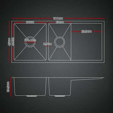 Cefito Stainless Steel Sink 100x45CM With Pull Out Mixer Tap Kitchen Basin Double Bowl Black - RnR Galore