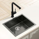Cefito Stainless Steel Sink 44x44CM With Pull Out Mixer Tap Kitchen Basin Single Bowl Black - RnR Galore