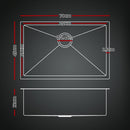 Cefito Stainless Steel Sink 70x45CM With Pull Out Mixer Tap Kitchen Basin Single Bowl Black - RnR Galore