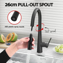 Cefito Stainless Steel Sink 75x45CM With Pull Out Mixer Tap Kitchen Basin Single Bowl Black - RnR Galore