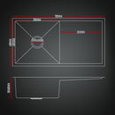 Cefito Stainless Steel Sink 75x45CM With Pull Out Mixer Tap Kitchen Basin Single Bowl Black - RnR Galore
