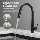 Cefito Stainless Steel Sink 81x45CM With Pull Out Mixer Tap Kitchen Basin Single Bowl Black - RnR Galore