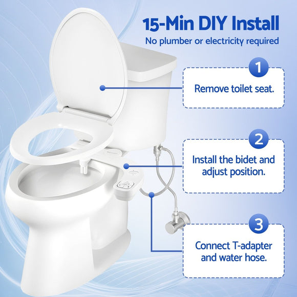 Cefito Ultra - Slim Bidet Attachment Detachable Bidet with Self - Cleaning Dual Nozzle Non - Electric Adjustable Water Pressure, Cold Water Toilet Bide - RnR Galore