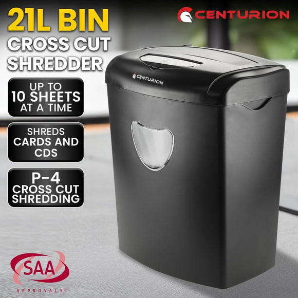 Centurion 21L Cross - Cut Office Shredder 10 - Sheet Paper, CD & Credit Card Security - RnR Galore