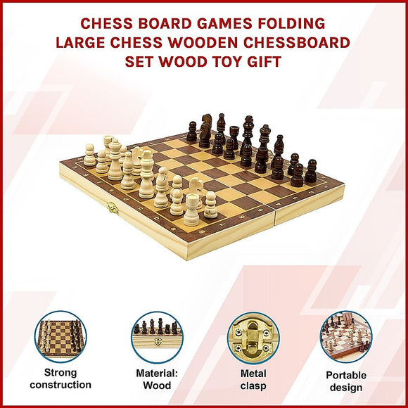 Chess Board Games Folding Large Chess Wooden Chessboard Set Wood Toy Gift - RnR Galore