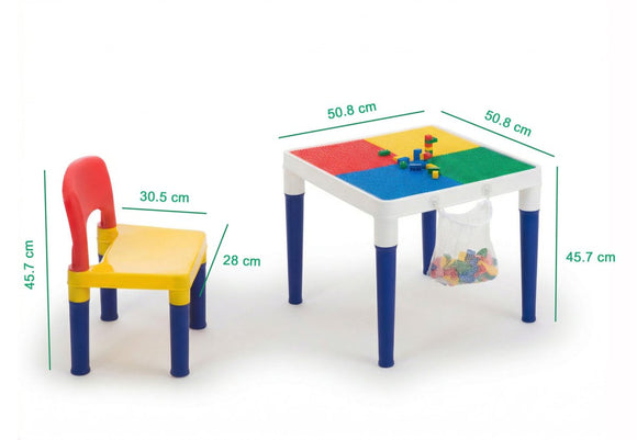 Children's 2 - in - 1 Building Blocks Table & Chairs Set w/ 100 Blocks - RnR Galore